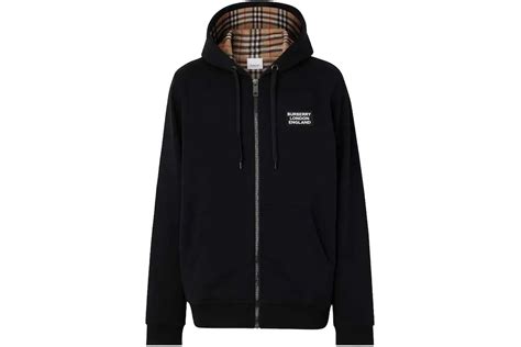 burberry cotton blend zip hoodie|Burberry zip up hoodie black.